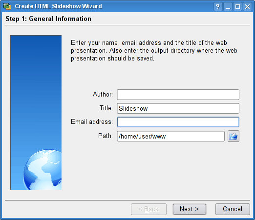 Ввод данных для веб-презентации
