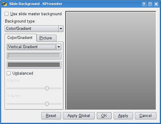 Выбор фона для слайда