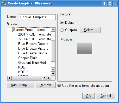 Сохранение нового шаблона